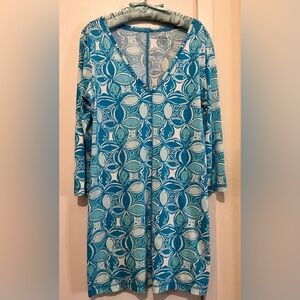 Lilly Pulitzer NWOT Pima Cotton Turquoise and White Patterned Dress